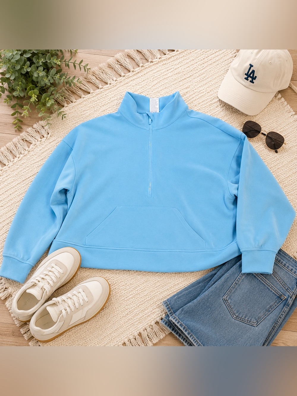 All In Motion Women’s Large Light Blue Quarter Zip Pullover Activewear